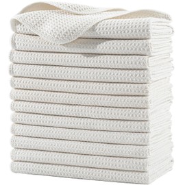 Polyte Toalla de Cocina Microfibra Waffle 340 gsm, 40.6x71.1 cm, 12 Pzas