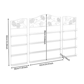 4 Layers Nail Salon Storage Display Shelves Perfume Bottles Essential Oil Holder, Metal Nail Polish Wall Rack, Flower Shape Wall Mount Nail Polish Organizer for Home Spa Nail Salon Shop (White)