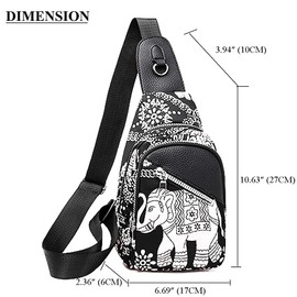 RTGGSEL Boho Trendy Ethnic Women's Waterproof Sling Backpack Crossbody Shoulder Chest Bag for Travel Hiking Daypack (Boho Elephant)