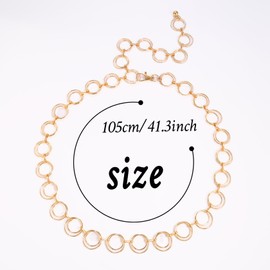 Milakoo Double Ring Link Chain Waist Belt for Women Gold Chains Boho Fashion Accessories for Dress