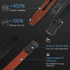 Airkit Men's Ratchet Leather Belt - Heavy Duty Adjustable Dress & Casual Belt