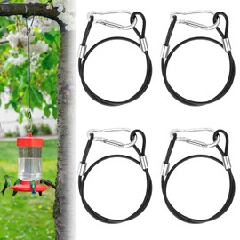Otoolling 4 Pcs Wire for Bird Feeder Hook 18in Hanging Steel Cable with Carabiner Hook Hanging Chain Cable Rope for Bird Feeders Tree Planters Lanterns Yard Easter Decorations