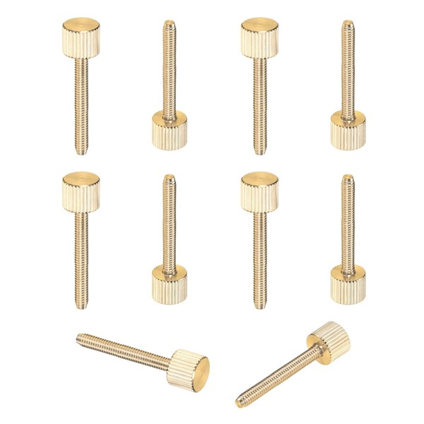 M METERXITY 10-Pack Knurled Thumb Screws, M4x30mm Solid Brass Flat