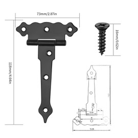 8-Piece Door Hinges, Garden Gate Hinges, Flower Hinges, Foldable, Stainless Steel, with Screws for Shed Doors, Barn Doors, Gates