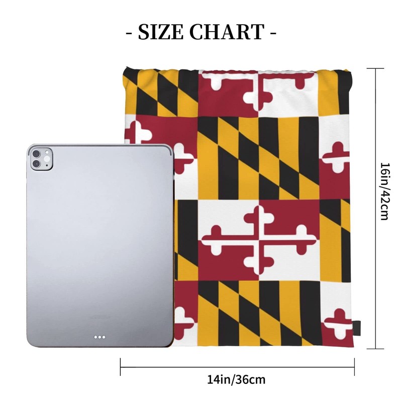 Richugui Drawstring Backpack Maryland State Flag Backpacks Swim Bag For