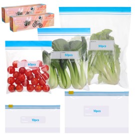 saerryor 160 Pcs Freezer Bags Ziplock, Reusable Food Storage Bags for Meat,Fruits,Vegetables,Sandwich(2 Styles-5 Sizes)