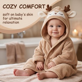 ZENQARI 1 Pezzo Accappatoio Neonato Caffè, 80x80 cm Peluche Cappuccio Bambino Asciugamano Bagno Neonati 0-3 Anni, Regalo per Nuovi Genitori e Asili Nido, Multiuso per Piscina e Cura