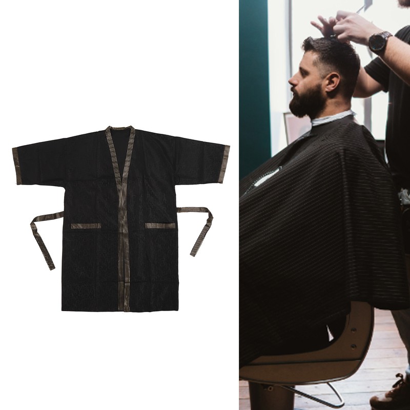 Haircut Gown with Pocket Short Sleeve Professional Belt Grooming Work