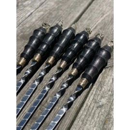 Timeless Steel 6 Pcs Heavy-duty Stainless Steel Lula Kebab Skewers Handle with Animal Figures