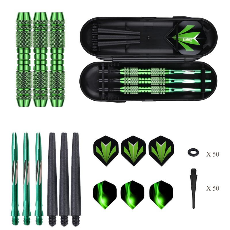 sanfeng Plastic Tip Darts 20 g with Green Plated Brass
