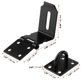 LEXININ 4 PCS Black 90 Degree Door Latch Hasp, 4 Inch Right Angle Door Latch with Screws, Stainless Steels Right Angle Door Clasp for Doors Windows