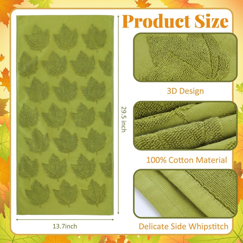 Oudain 3 Pcs Thanksgiving Fall 3D Jacquard Hand Towels Set