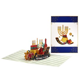 GREETING ART Rosh Hashanah Card,Jewish New Years Card with Envelopes,Hanukkah 3D Pop Up Greeting Card,Shana Tova Card, Rosh Hashanah Greeting Card-Religious Jewish Card