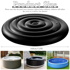 5.2 Ft Inflatable Hot Tub Cover with Handle, Round Hot Tub Cover, Foldable Hot Tub Lid with Handles on 2 Sides for 4-6 Person Hot Tub, Energy Saving and Rain Protection Overflow Cover