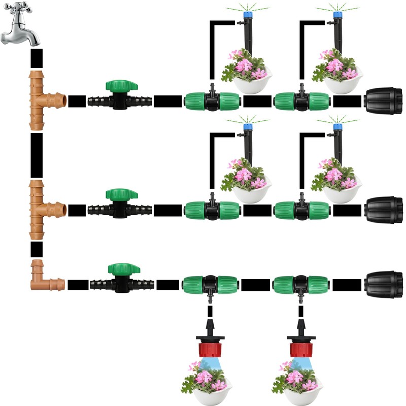 JOYPRO 1/2 Inch Drip Irrigation Barbed Valve, 8 Pack 1/2"