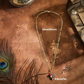 MTLEE 3 Pieces Gold Plated Azabache Evil Eye Necklace Figa Hand Simulated Charm Necklace Red Black Figa Protection Jewelry Azabache Necklace Good Luck Pendant for Women Everyday Accessory