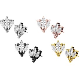 PIERCINGLINE Titanium attachment with push pin lotus flower and balls without labret stud piercing ear nose choice of colours, Titanium