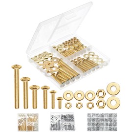 Mr. Pen- Bolts, Nuts, and Washers Assortment Kit, 113 pcs, Gold Nuts and Bolts Kit