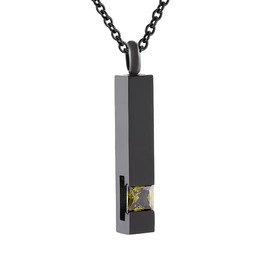 Sheng Jewelry Crystal Bar Memorial Urn Necklace Ashes Holder Keepsake Cremation Jewelry Pendant Stainless Steel Funeral Jewelry (Olive Green) S001-OG