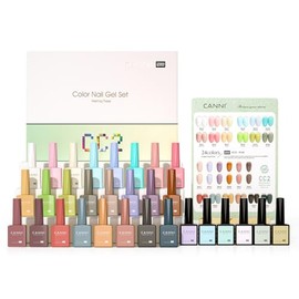 CANNI- Juego de esmaltes de uñas en gel CC2, 30 piezas, 9 ml, esmalte en gel blanco, rosa, nude, azul, pastel, remojo, LED, uñas naturales            