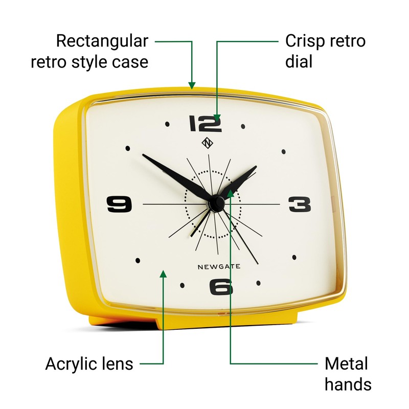 NEWGATE ® Brooklyn Alarm Clock | Rectangular Design | Lemon