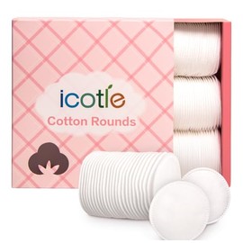 ICOTLE Almohadillas redondas de algodón 100% puro para la cara (210), almohadillas desmaquillantes sin pelusas, suaves, absorbentes, hipoalergénicas, 