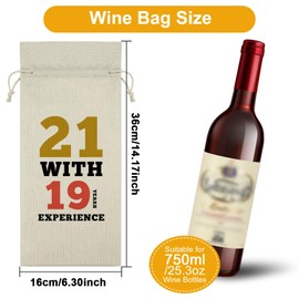 Happy 40th Birthday Gifts Wine Bag with Drawstring Turning 40 Wine Bag Funny 40th Birthday Gifts for Colleague Boss Wine Accessories Gifts 40 Year Old Birthday Gifts for Brother Sister Parents