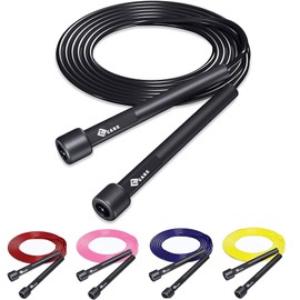 YSCARE Skipping Rope for Fitness, Adults & Children, for Boxing, Non-Slip and Ideal for Fitness, Crossfit, Sports and Leisure, Adjustable Size, Speed Rope (Black)