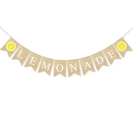 FAKTEEN Lemonade Burlap Banner Rustic Lemon Stand Party Supplies, Garland Lemon Theme Baby Shower Birthday Party Decorations Lemonade Photo Stand Backdrop