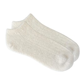 TOD OIMS 92% Merino Wool Socks Crew Cozy Heavyweight Hiking Travel Outdoor Super- Soft Socks, 100% Made in Mongolia Large, Ankle Low Cut, Natural White