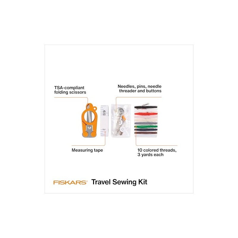 Fiskars - Kit de costura de viaje de 27 piezas