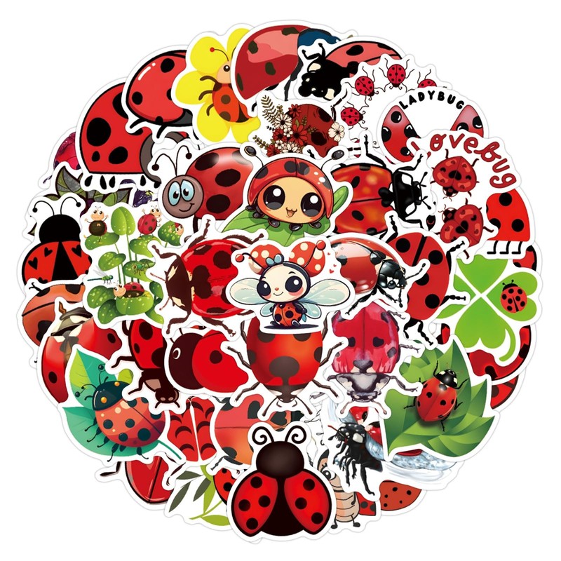 55pcs Cute Ladybug Stickers for Kids, Waterproof Lady Bug Stickers