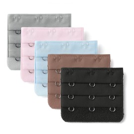 Women's Three Rows Hook and Eye Tape Bra Strap Extender Cyan Black Rose Pink 5 Pieces -