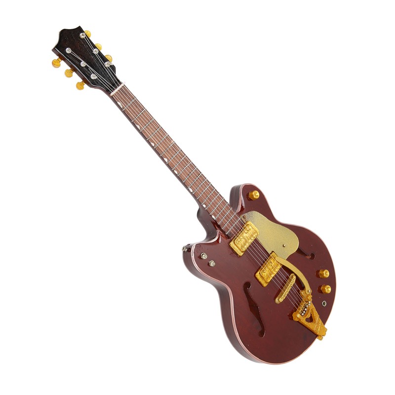 Red and Gold Miniature Electric Guitar Replica with Stand and