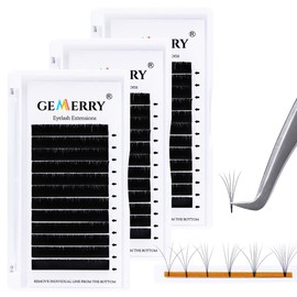 3 x Self-Fanning Volume Eyelashes 0.07 C Curl 12 mm 13 mm 14 mm Easy Fan Lashes 2D 3D 6D 10D Eyelash Extension Volume Technology Russian Lash Extensions (0.07-C12+C13+C14)
