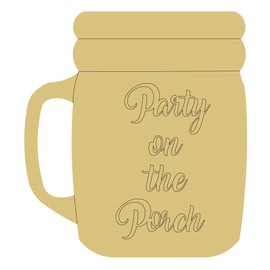 Mason Jar Design Line Cutout Party On The Porch Door Hanger MDF Shape Canvas Style 2 Art 1 (24")