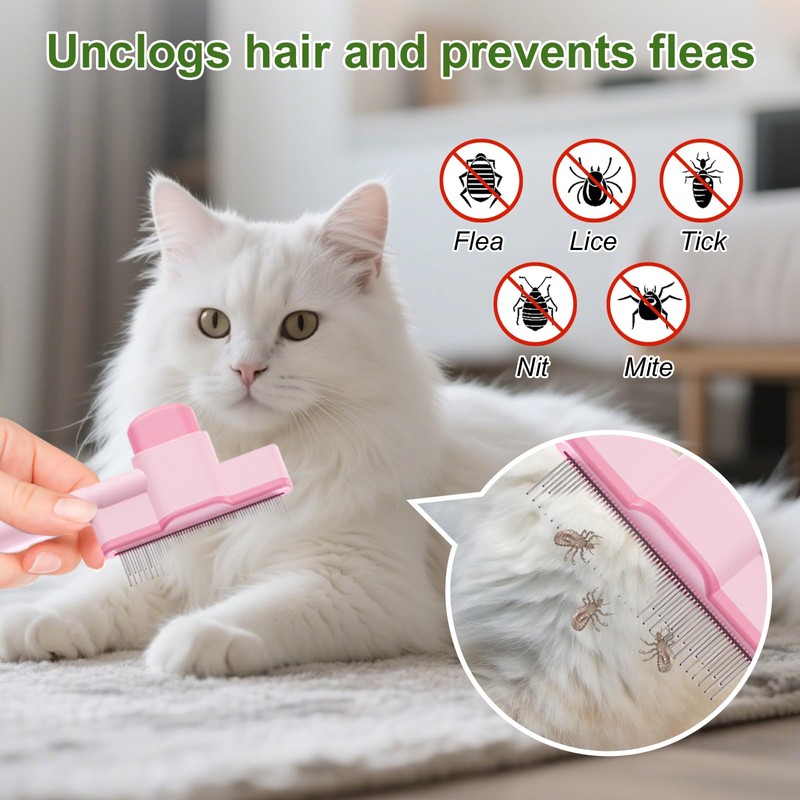 3 Piece Self-Cleaning Cat Comb and Flea Comb for Cats
