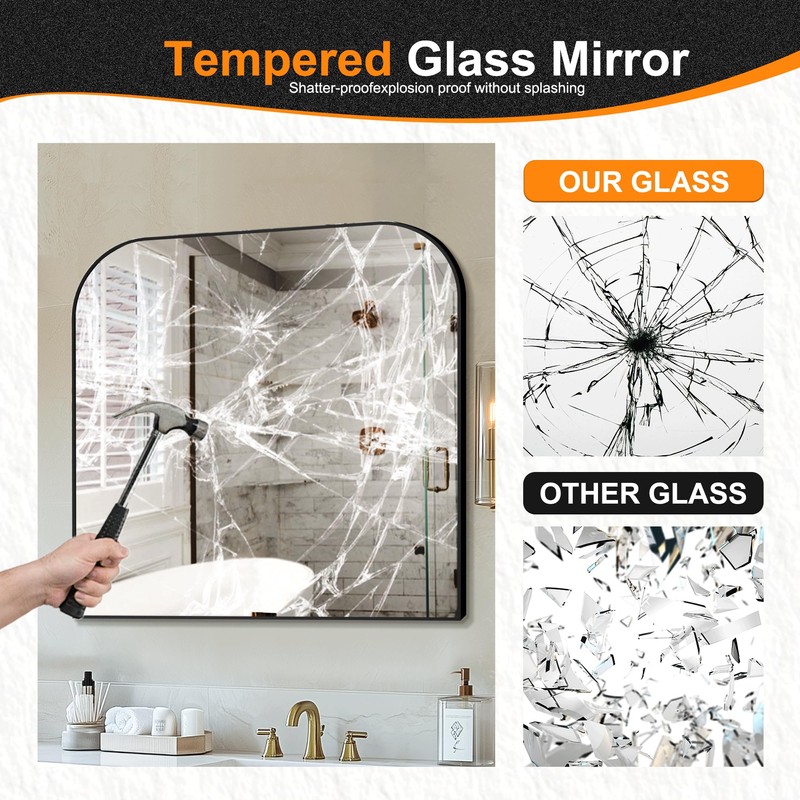 Bathroom Vanity Mirror,30" x 30" Black Metal Framed Wall Mirror
