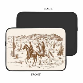Nicokee Laptop Sleeve Bag 15 15.4 15.6 Inch,American Wild West Desert with Cowboys Beige Protective Polyester Computer Cases Laptop Cover Briefcase Bag Tablet Travel Cover