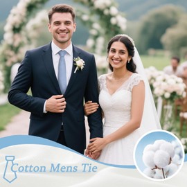 Gsyziux Cotton Ties for Men, 2.36" Skinny Mens Tie Solid Color Neckties for Wedding, Party, Business, Graduation (Blue)