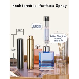 WODETIM Mini Perfume Refillable Bottle Travel Size Perfume Atomizer Fast Refill Perfume Spray Bottle (5ml/0.2oz) (Bright Black)