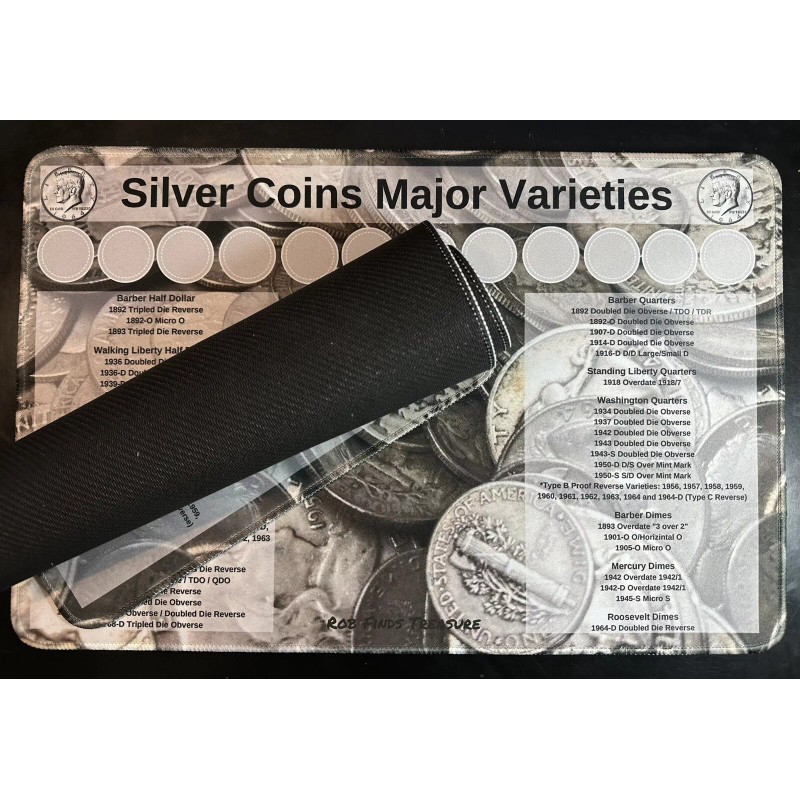 RobFindsTreasure 11" X 17" Silver Varieties Coin Hunting Mat -