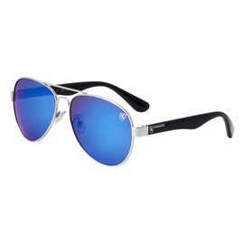 Khan Ignition - Color Mirror Classic Rounded Aviators Sunglasses (Blue Silver)