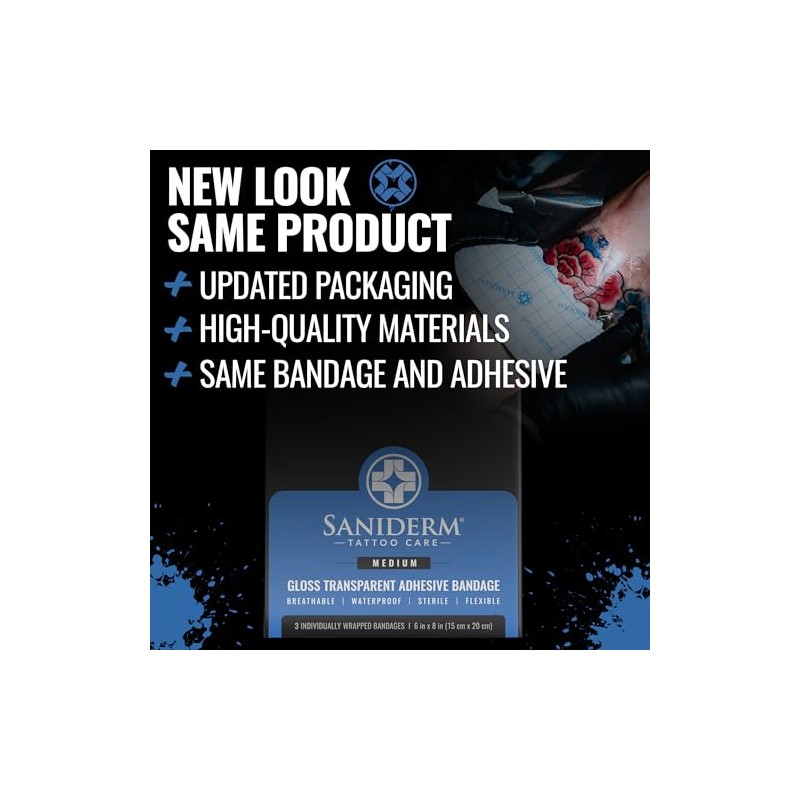 Saniderm tattoo bandage in personal pack size of 6 X