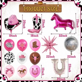 51pcs Western Cowgirl Bolloons Decorations Retro Horse Rodeo Party Supplies Western Cowgirl Horse Disco Arch Balloons for Western Disco Cowgirl Birthday Party Decorations