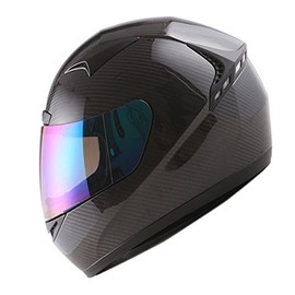 Genuine Carbon Fiber Motorcycle Street Bike Full Face Helmet Black, 3.2lb only