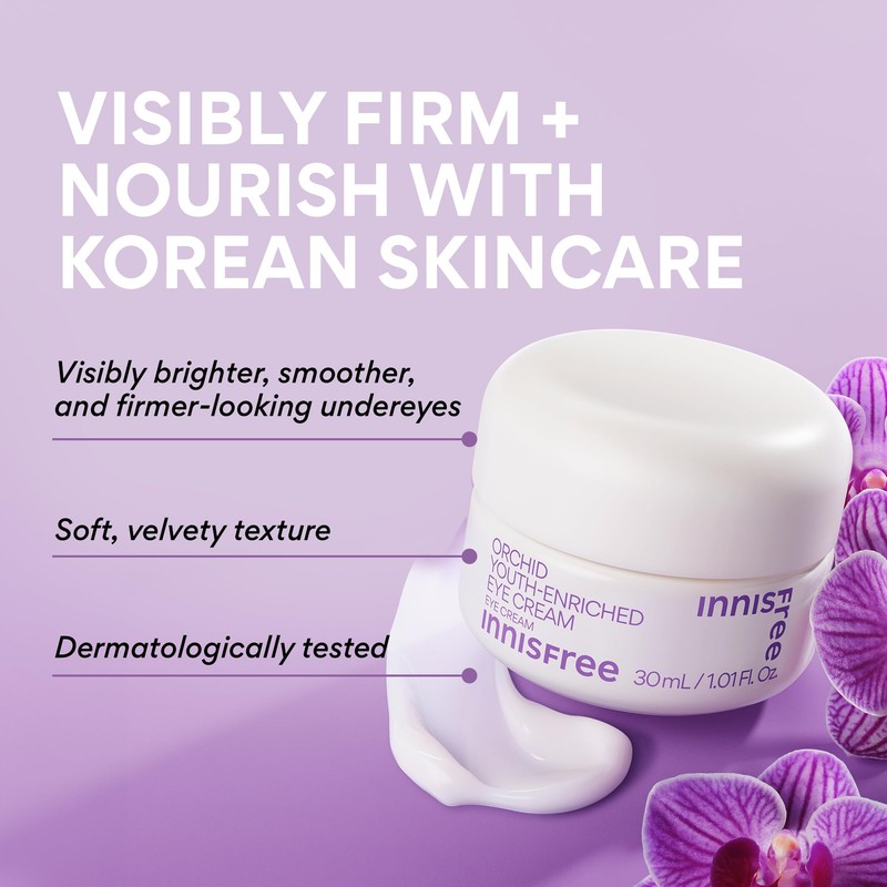innisfree Orchid Youth-Enriched Eye Cream, Korean Firming Eye Treatment to