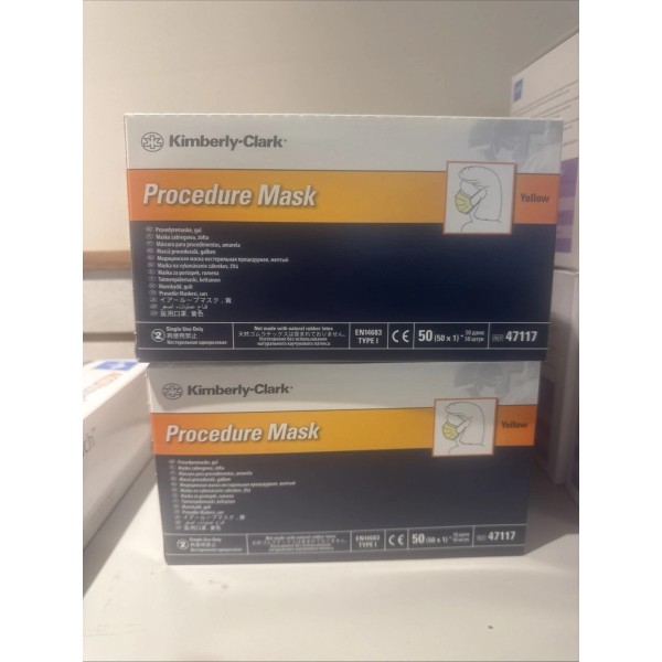 Kimberly Clark 47117-01 Procedure Mask Yellow 500 Case - NEW!