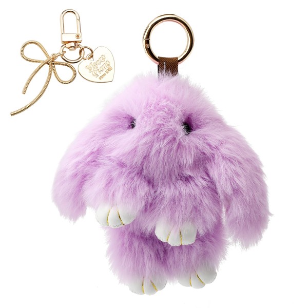 ZMDMAH Cute Rabbit Plush Key Ring, Bow Pendant and Plush