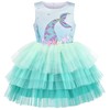 Girls Dress Aqua Green Sea Mermaid Gradient Tutu Tulle Party